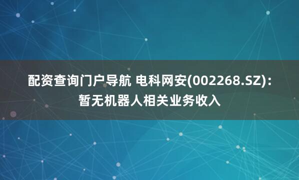 配资查询门户导航 电科网安(002268.SZ)：暂无机器人相关业务收入